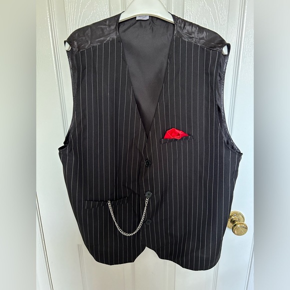 🖤Spirit Halloween Men’s Gangster Costume Pinstriped Vest With Hat🖤 - Picture 4 of 16